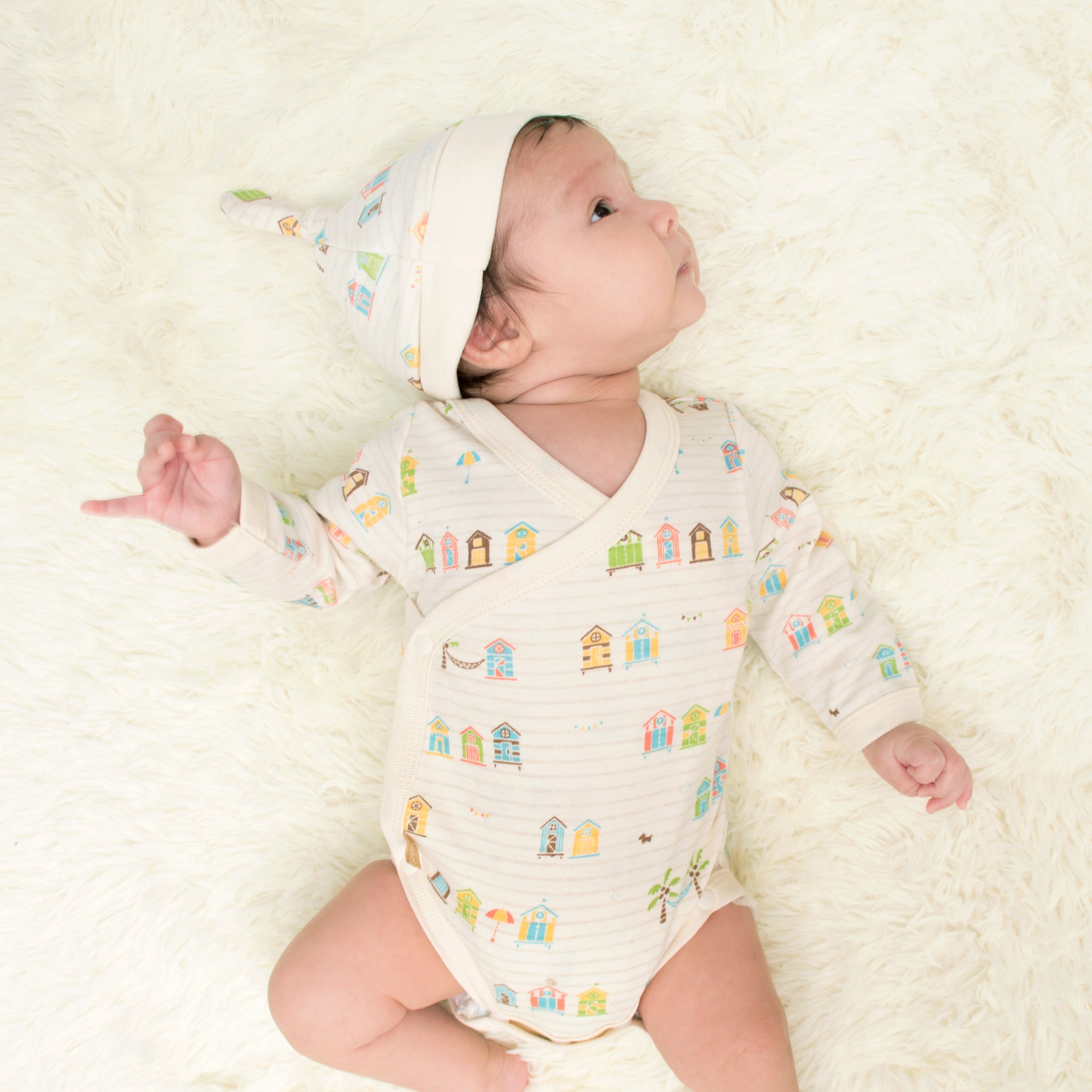 Organic Beach Hut Long Sleeve Bodysuit