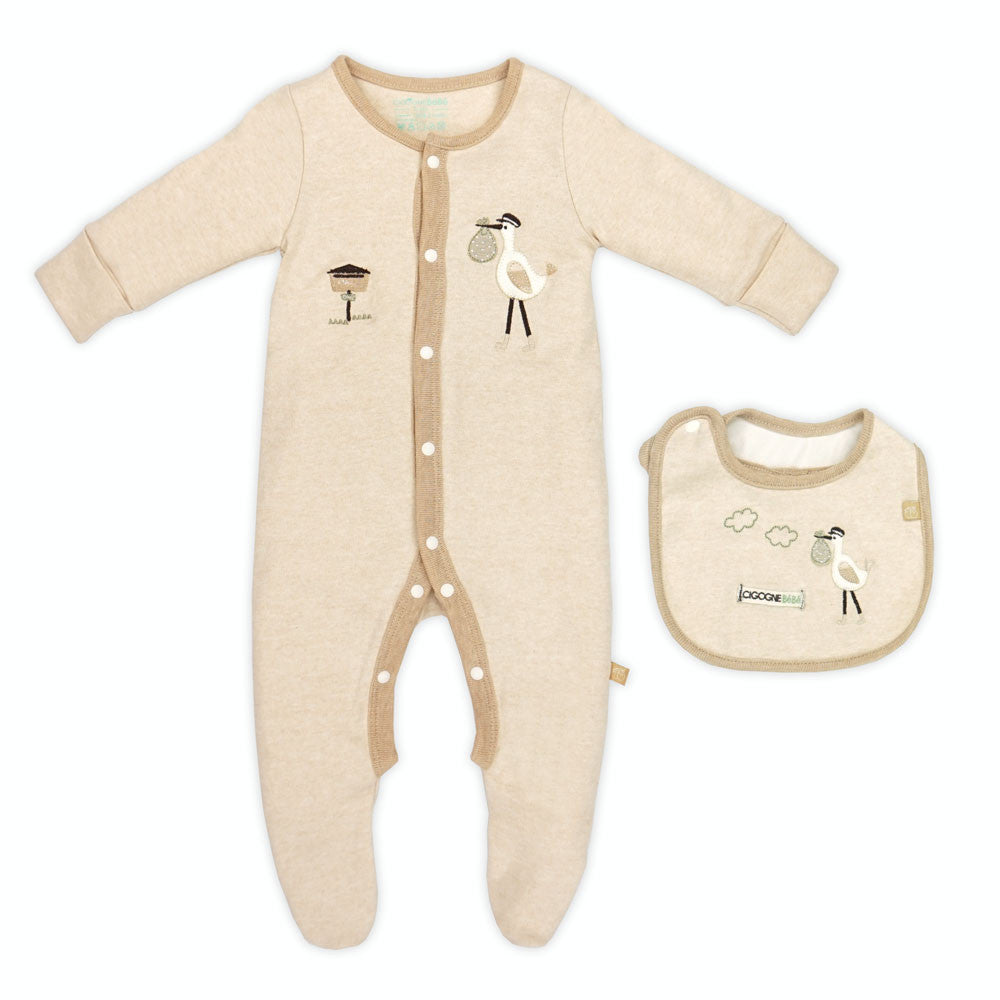 Organic Postman Romper and  Bib Set