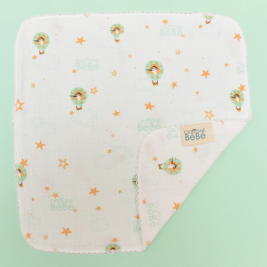 Stork Balloon Muslin Handkerchief