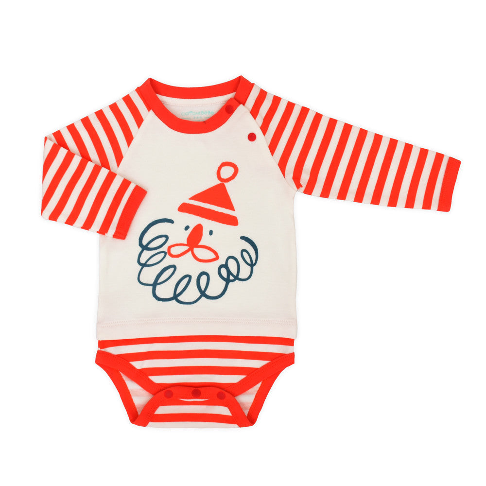Santa Stripe Organic Bodysuit