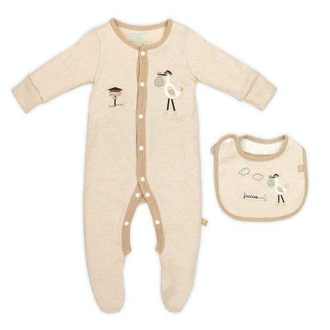 Organic Postman Romper and  Bib Set